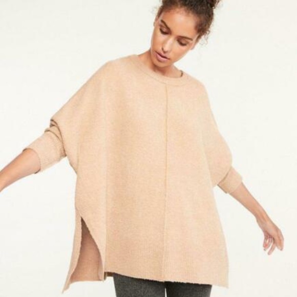Lou & Grey Sweaters - Loft - Lou & Grey Tan Seamed Poncho Sweater